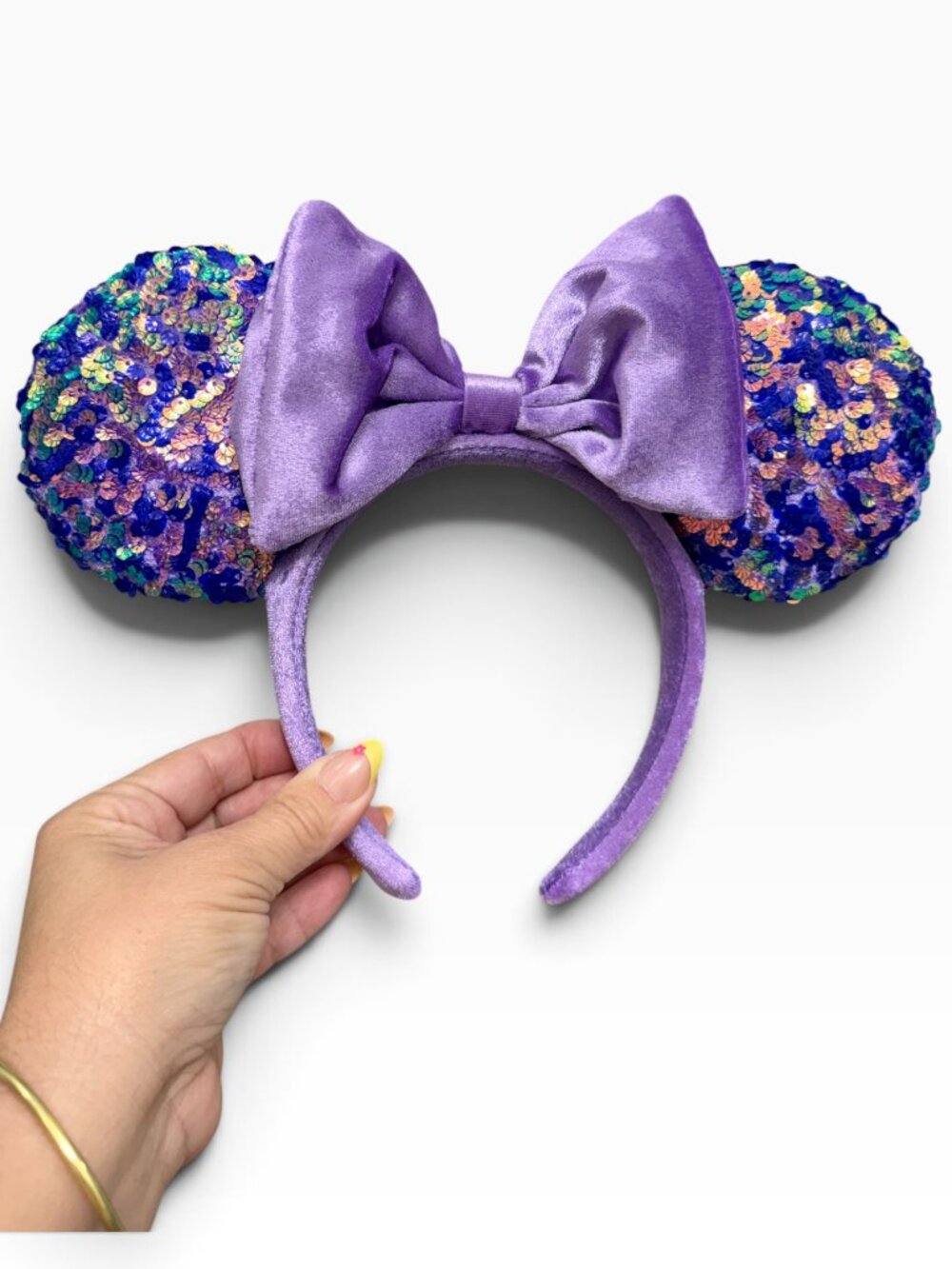 Disney Parks 2022 Amethyst Iridescent Sequins Velour Minnie Ears